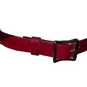 Womens Red Burgundy Genuine Leather Vintage Belt